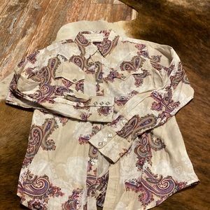 Cream ariat long sleeve western shirt medium